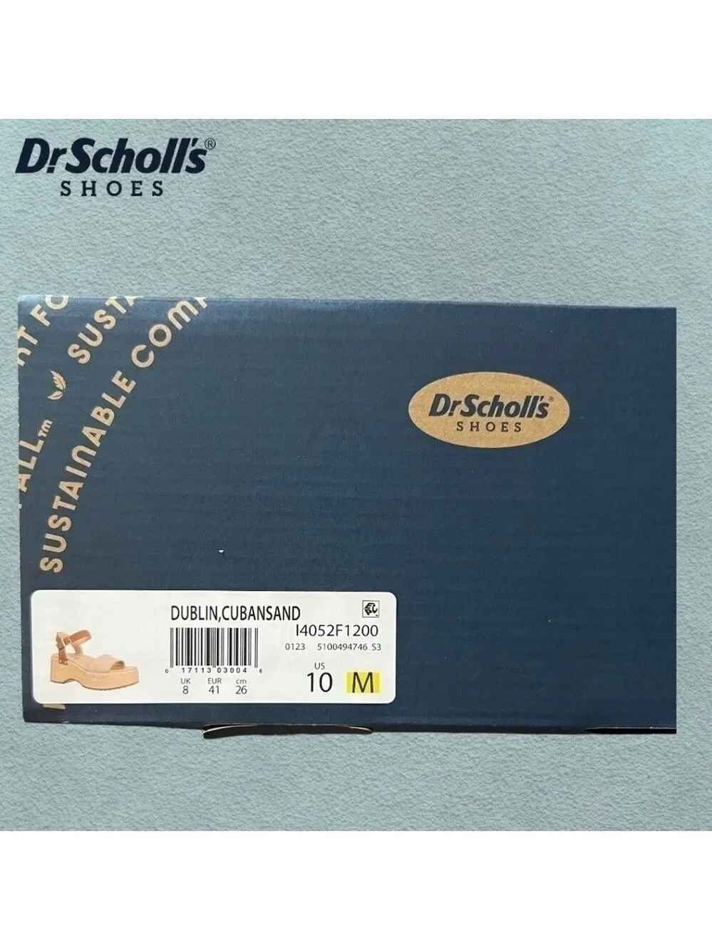 DR SCHOLLS Dublin-Stud-Accent Faux Wood Eco-Friendly Platform Sandal-10M NWT